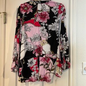 Elegant Floral Women's Blouse - Black, Pink, Red